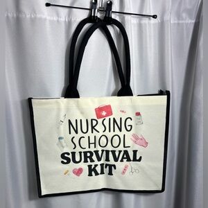 Nursing School Survival Kit Canvas Tote Bag NWT Reusable Multiple Use Tote